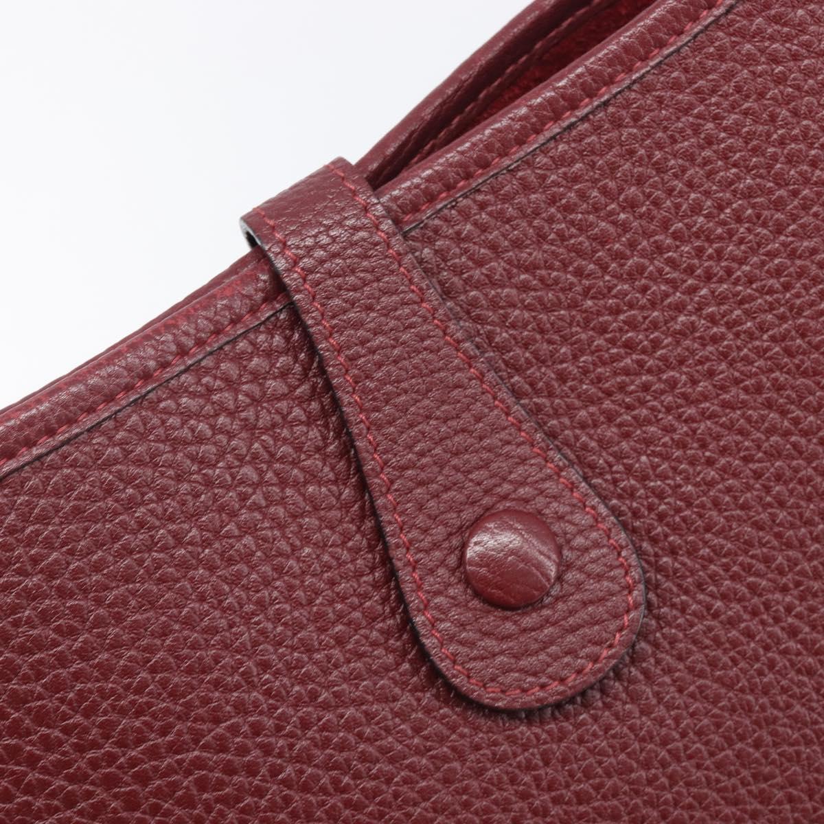 HERMES Evelyn 1MM Shoulder Bag Taurillon Leather Bordeaux Silver Auth 207820V