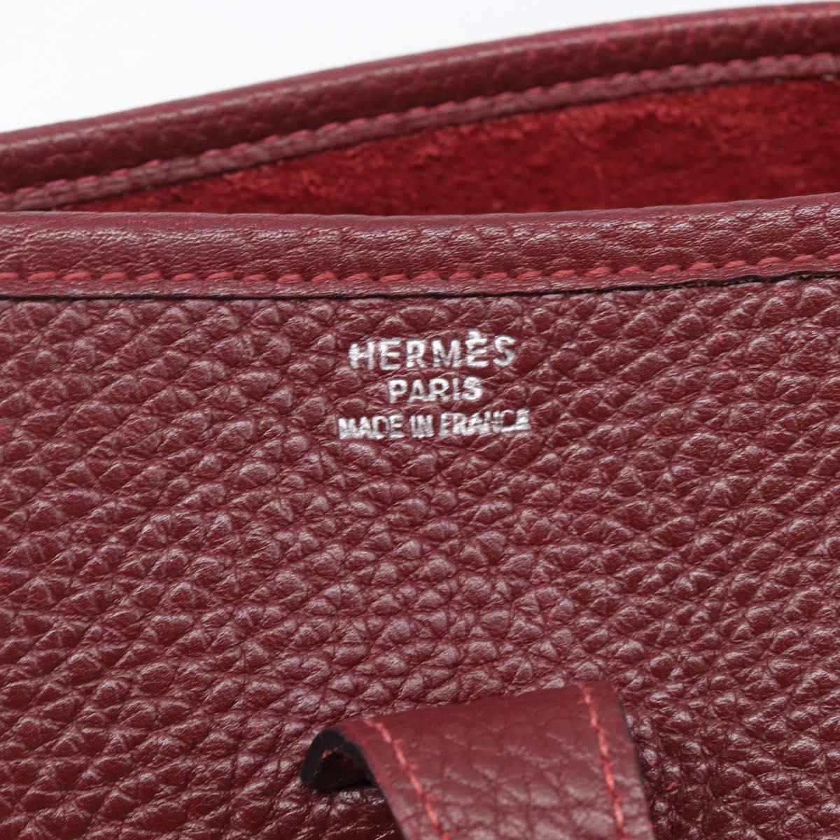 HERMES Evelyn 1MM Shoulder Bag Taurillon Leather Bordeaux Silver Auth 207820V