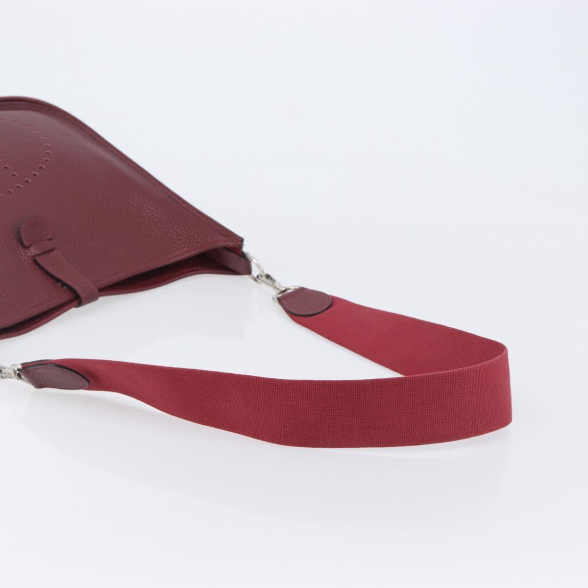 HERMES Evelyn 1MM Shoulder Bag Taurillon Leather Bordeaux Silver Auth 207820V