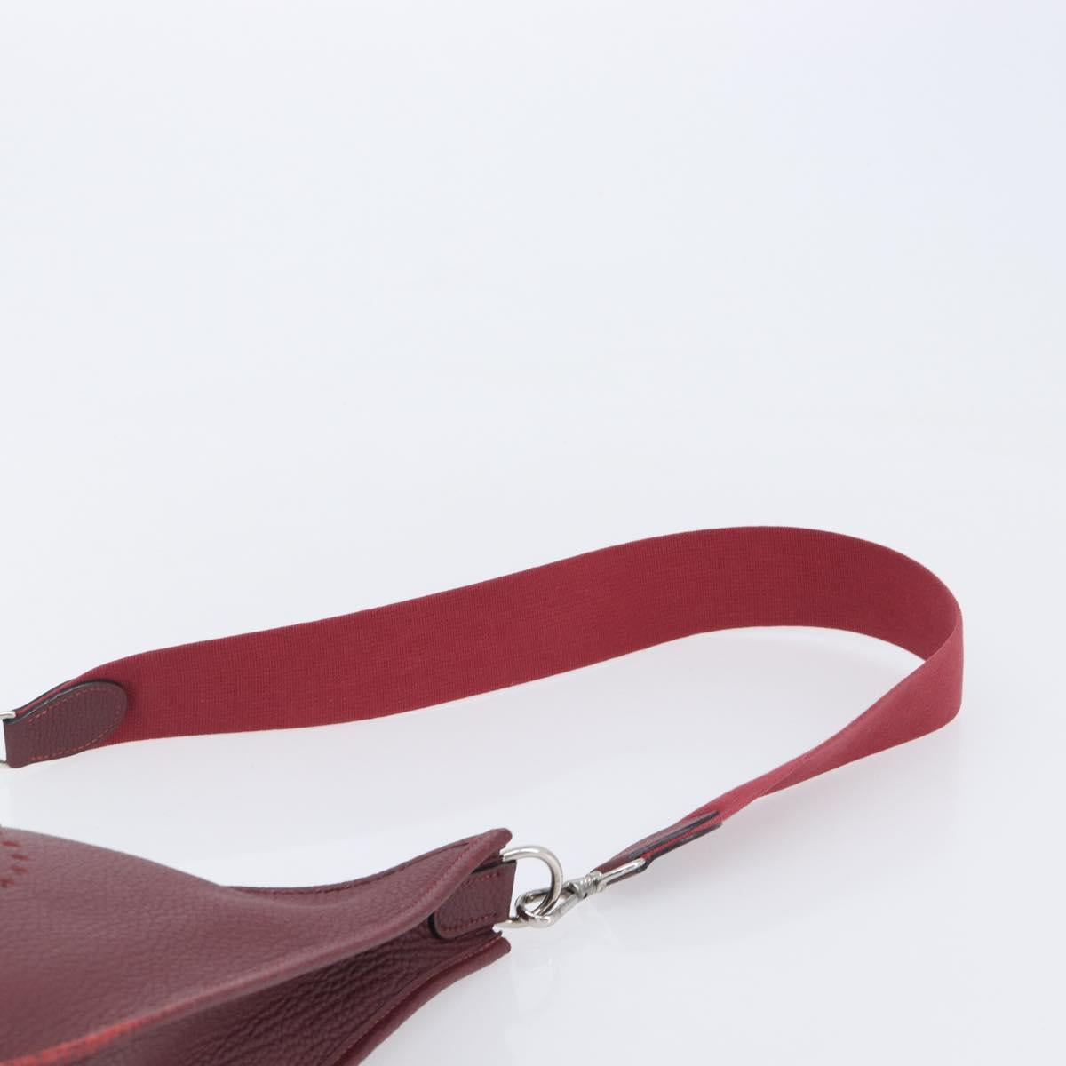 HERMES Evelyn 1MM Shoulder Bag Taurillon Leather Bordeaux Silver Auth 207820V