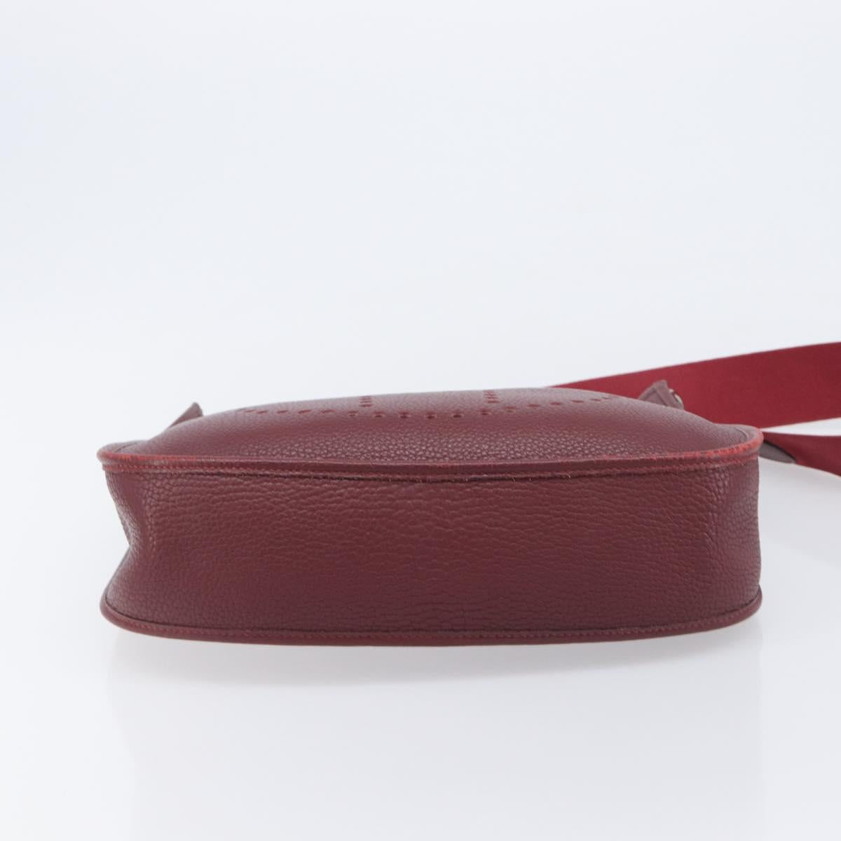 HERMES Evelyn 1MM Shoulder Bag Taurillon Leather Bordeaux Silver Auth 207820V