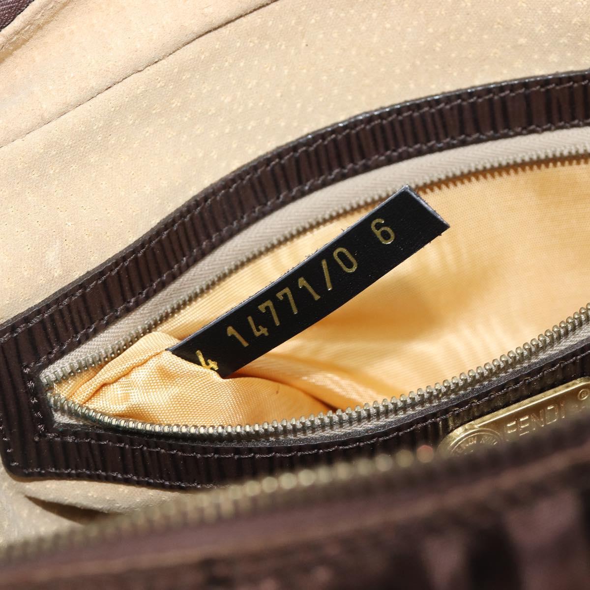 FENDI Zucca Canvas Hand Bag Nylon Brown Gold Auth 207824A