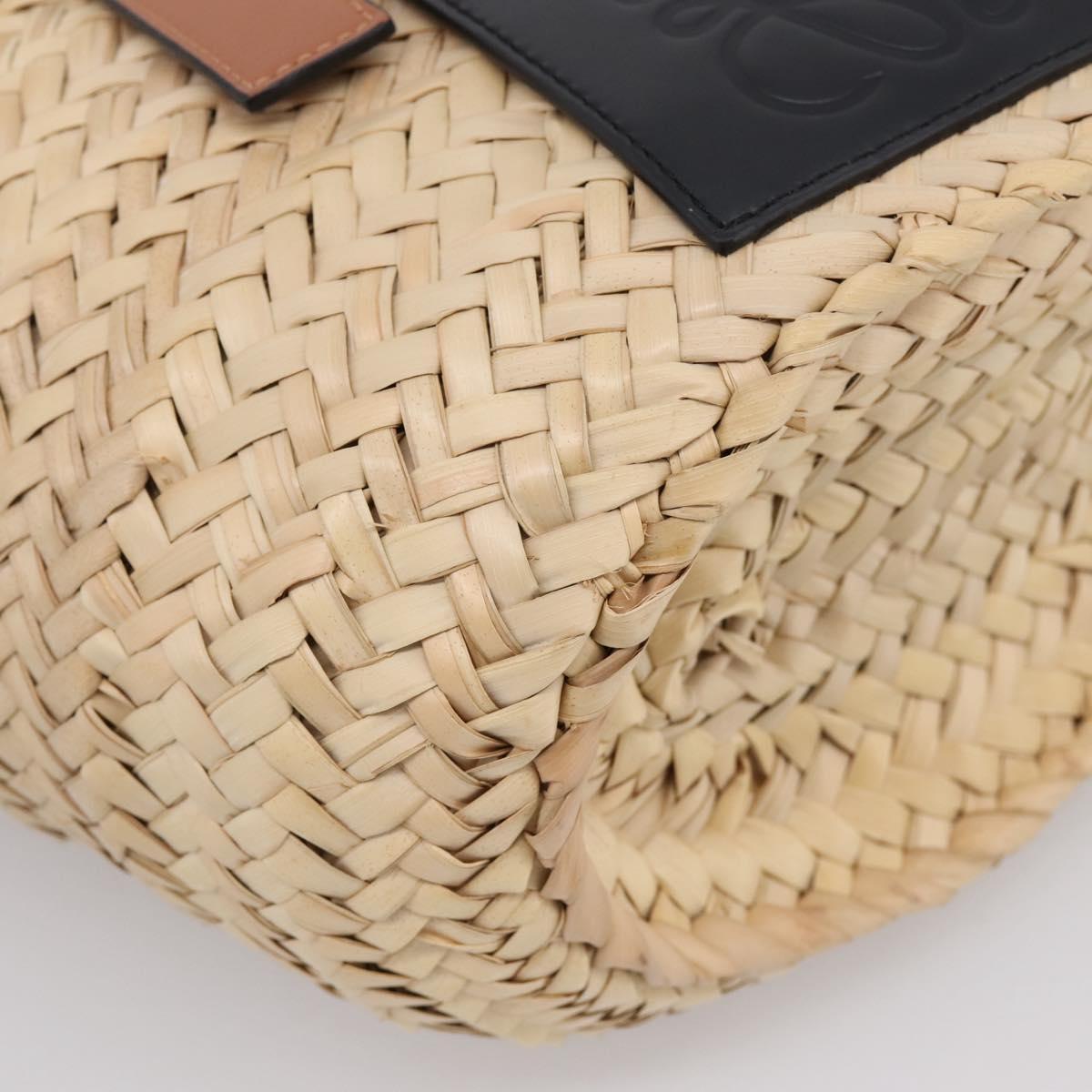 LOEWE Tote Bag Raffia Beige Black Auth 207825SM