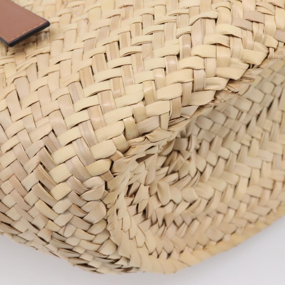 LOEWE Tote Bag Raffia Beige Black Auth 207825SM
