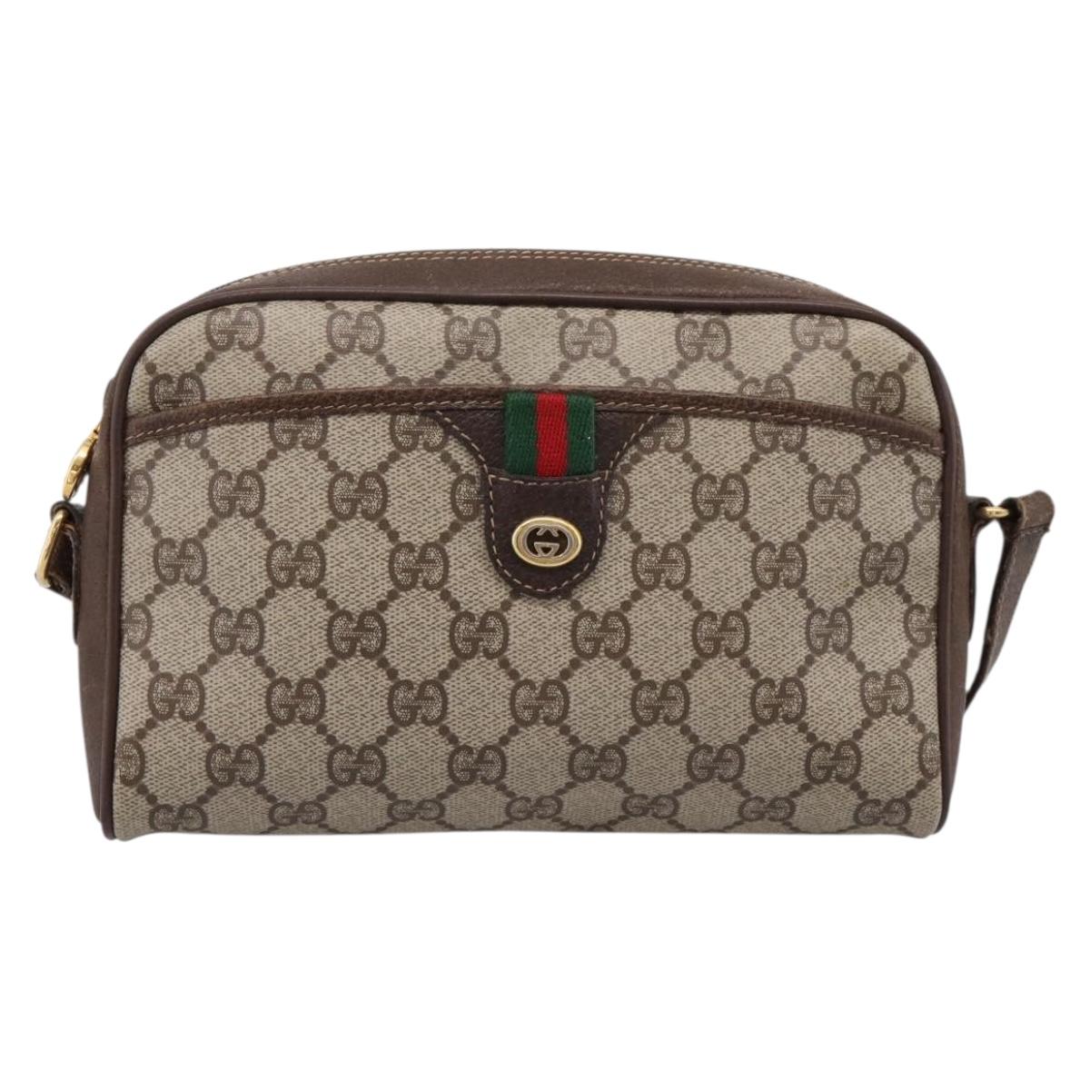 GUCCI GG Supreme Web Sherry Line Shoulder Bag PVC Beige 116 02 089 Auth 207832