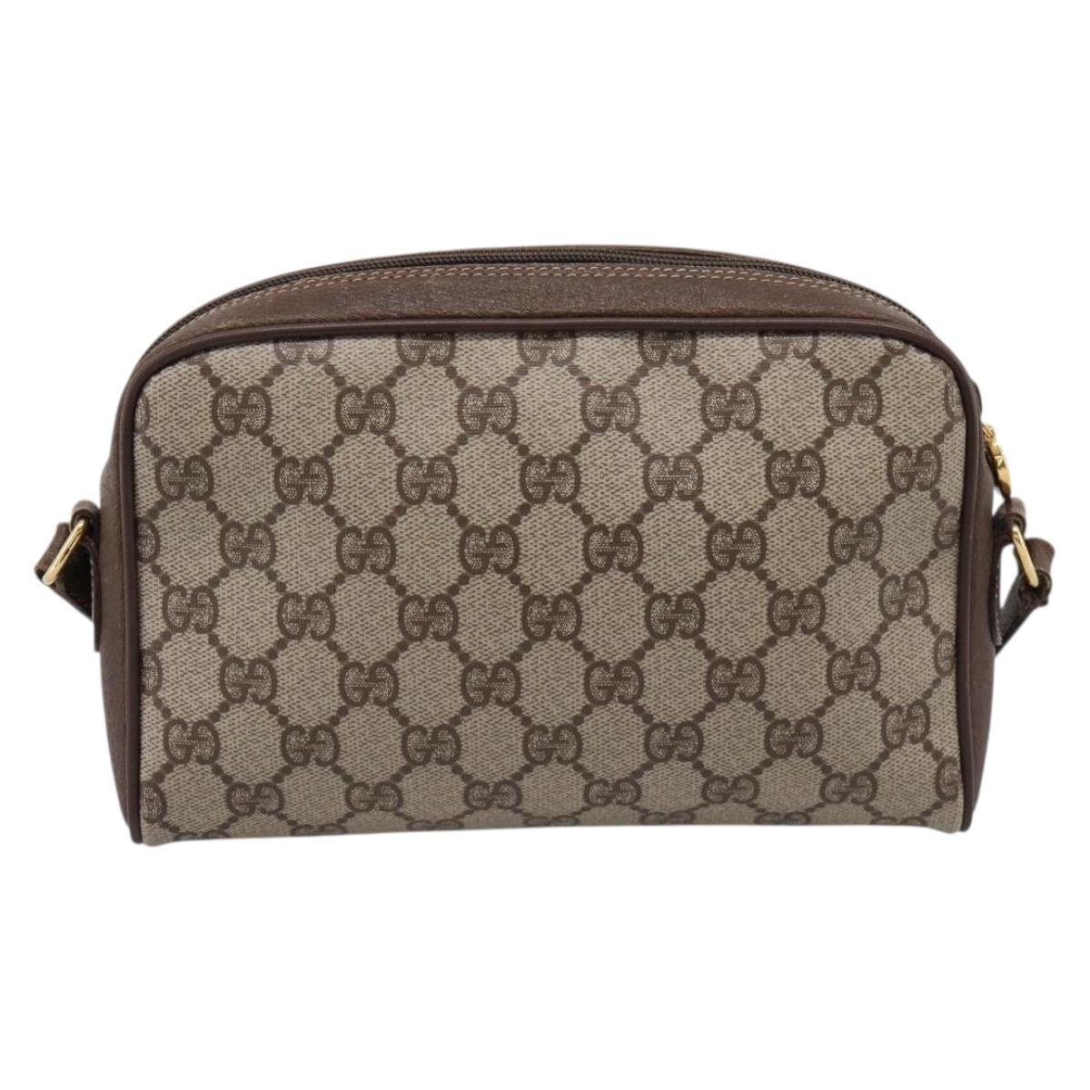 GUCCI GG Supreme Web Sherry Line Shoulder Bag PVC Beige 116 02 089 Auth 207832