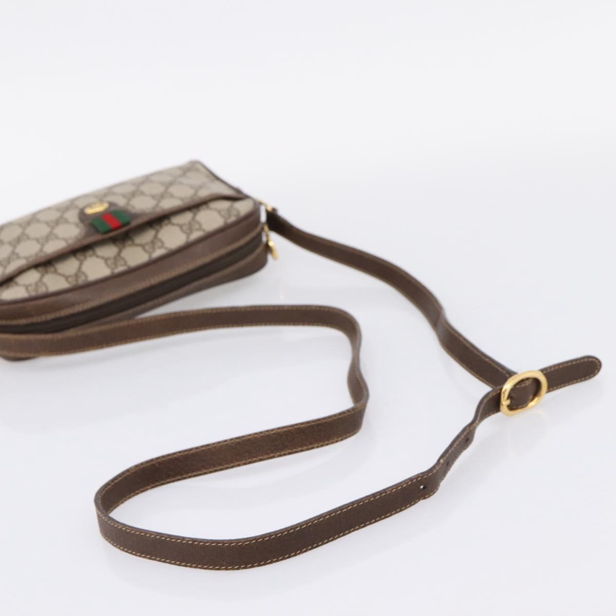GUCCI GG Supreme Web Sherry Line Shoulder Bag PVC Beige 116 02 089 Auth 207832