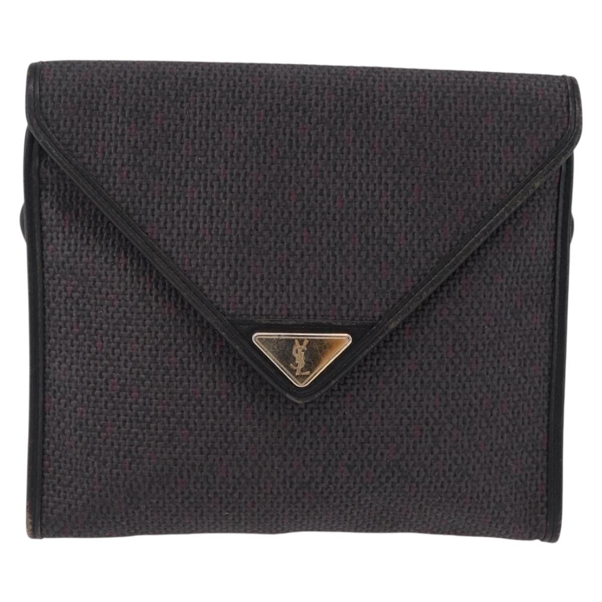Saint Laurent Shoulder Bag PVC Canvas Black Gold Auth 207833