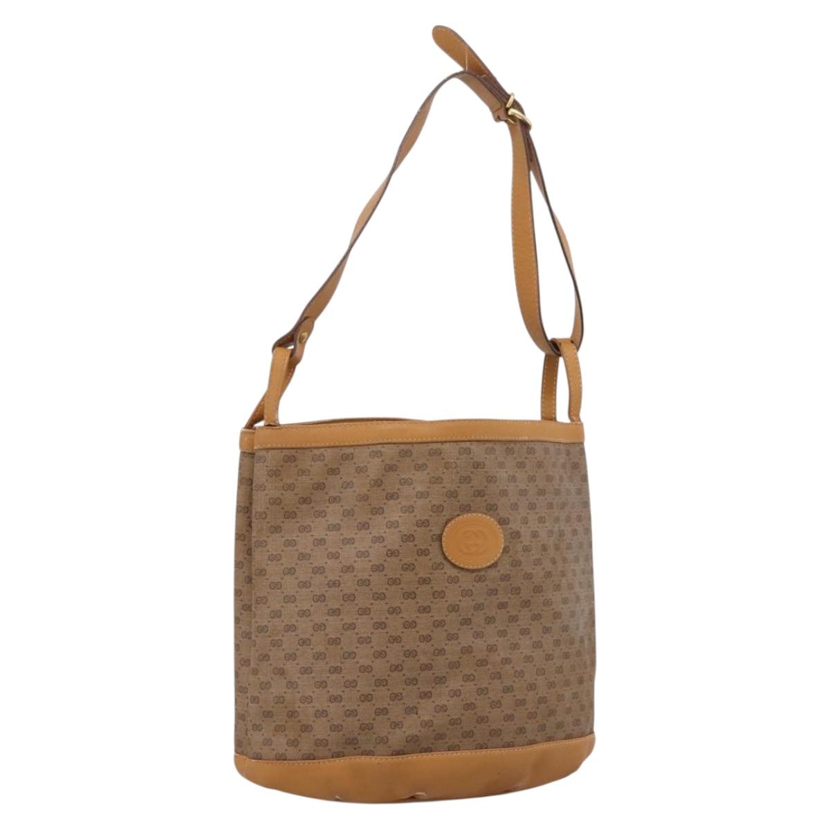 GUCCI Micro GG Supreme Shoulder Bag PVC Beige Gold 001 14 0934 Auth 207835