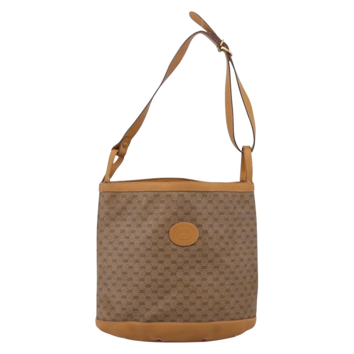 GUCCI Micro GG Supreme Shoulder Bag PVC Beige Gold 001 14 0934 Auth 207835