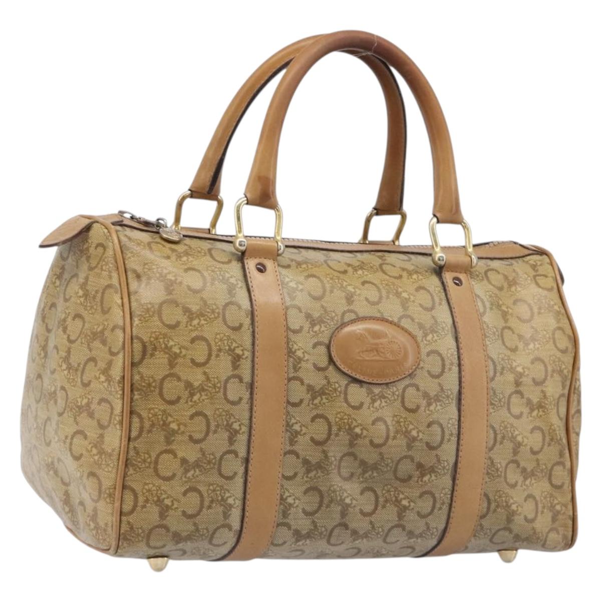 CELINE C Sulky Boston Bag PVC Beige Gold Auth 207836