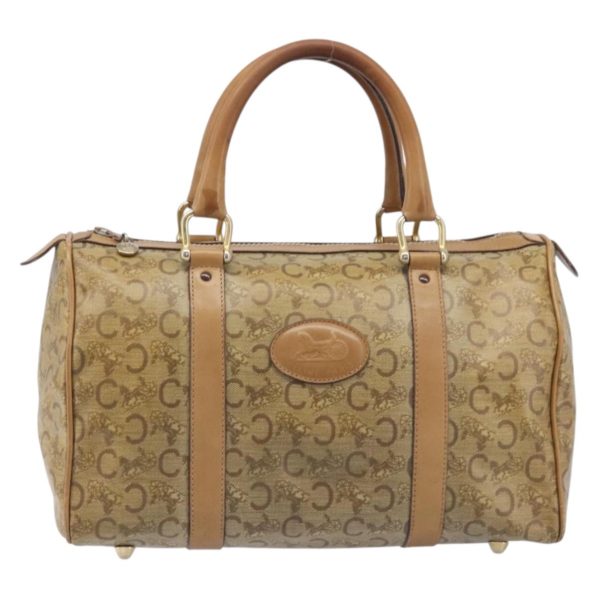 CELINE C Sulky Boston Bag PVC Beige Gold Auth 207836