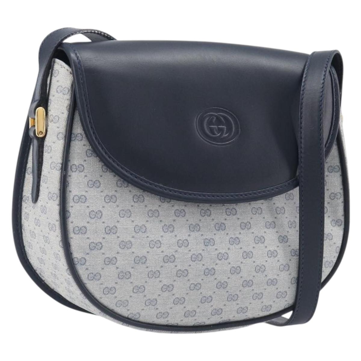 GUCCI Micro GG Supreme Shoulder Bag PVC Navy Gold 007 58 0074 Auth 207839