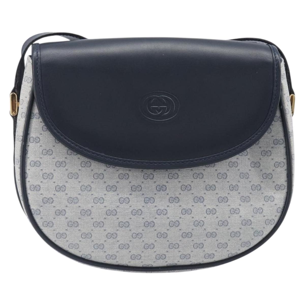 GUCCI Micro GG Supreme Shoulder Bag PVC Navy Gold 007 58 0074 Auth 207839