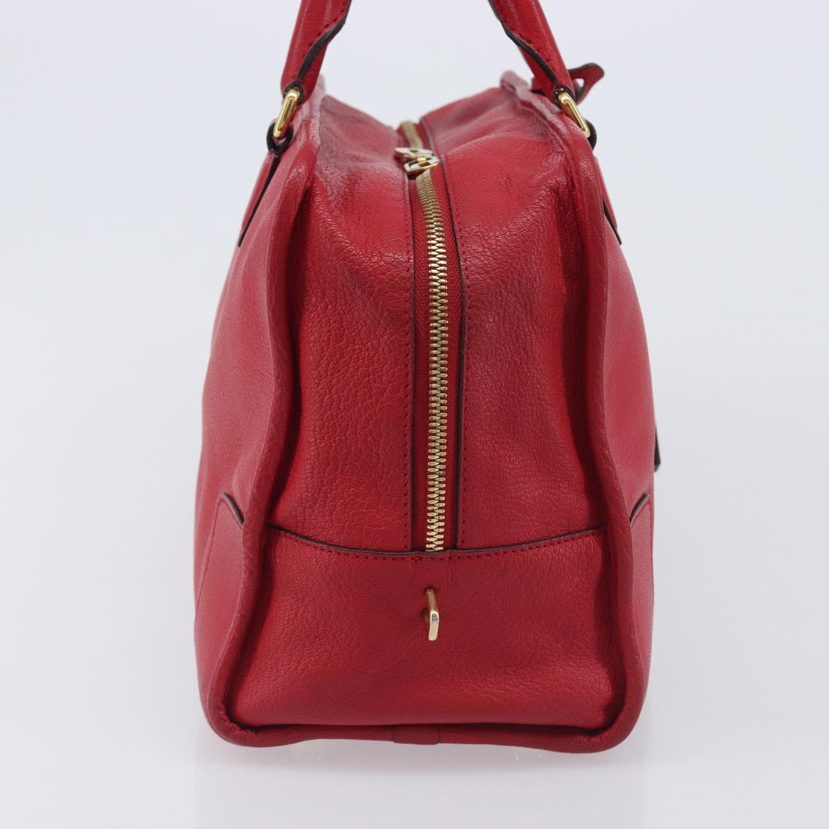 LOEWE Amazona 36 Hand Bag Leather Red Gold Auth 207843