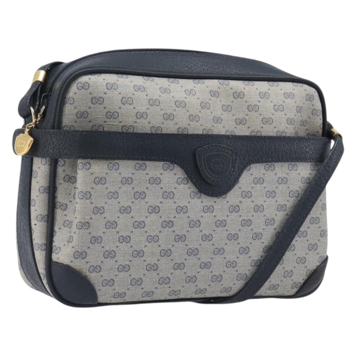 GUCCI Micro GG Supreme Shoulder Bag PVC Navy Gold 007 084 0423 Auth 207844