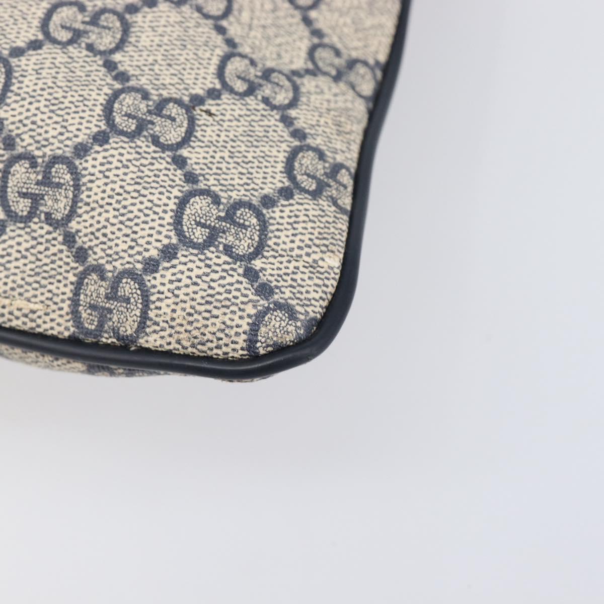 GUCCI GG Supreme Shoulder Bag PVC Navy Silver 295257 Auth 207858