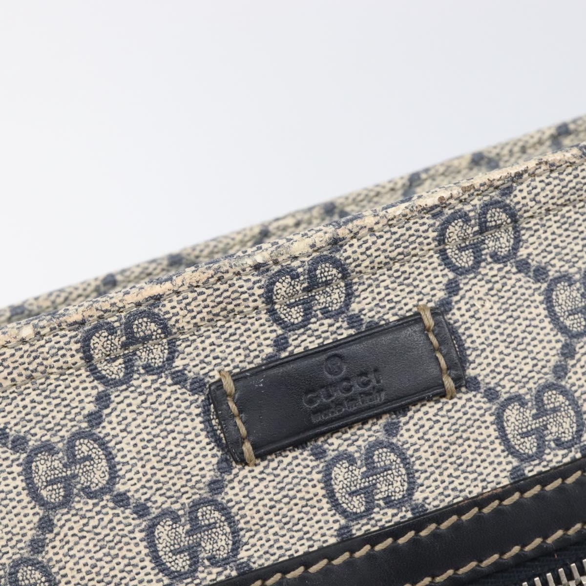 GUCCI GG Supreme Shoulder Bag PVC Navy Silver 295257 Auth 207858