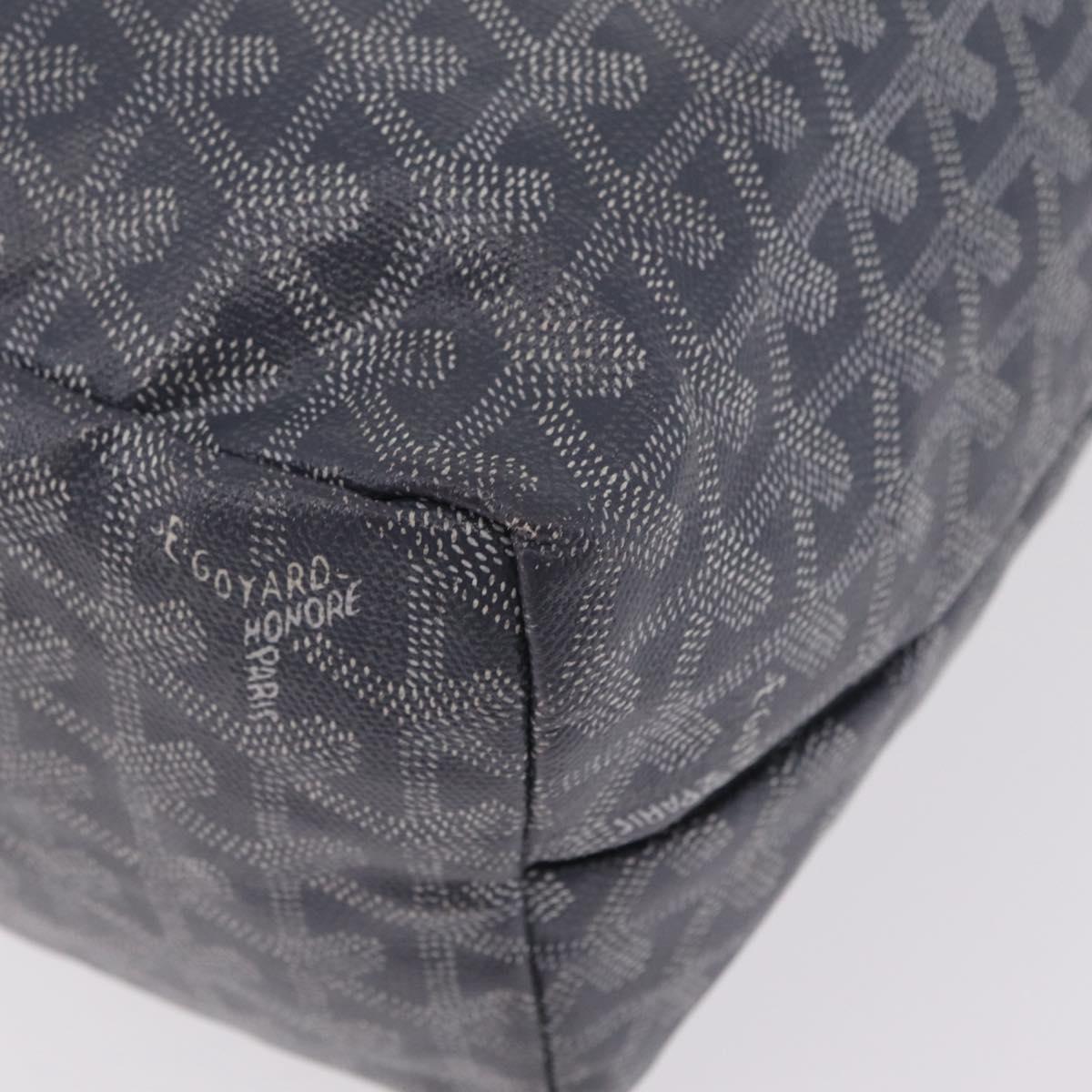 Goyard Herringbone Saint Louis PM Tote Bag PVC Gray Silver Auth 207860V