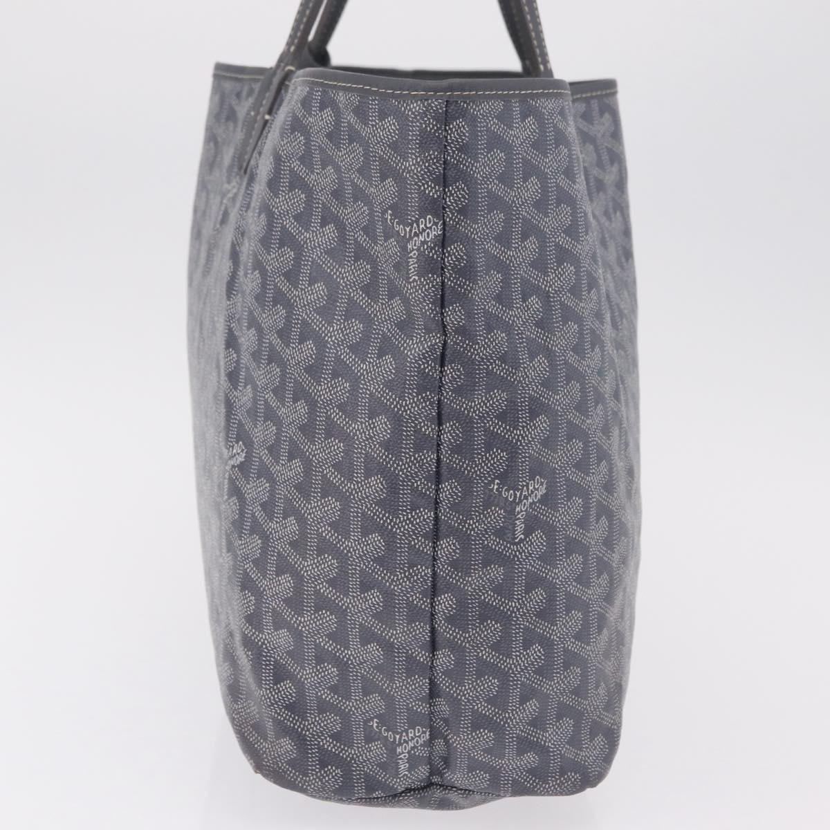 Goyard Herringbone Saint Louis PM Tote Bag PVC Gray Silver Auth 207860V