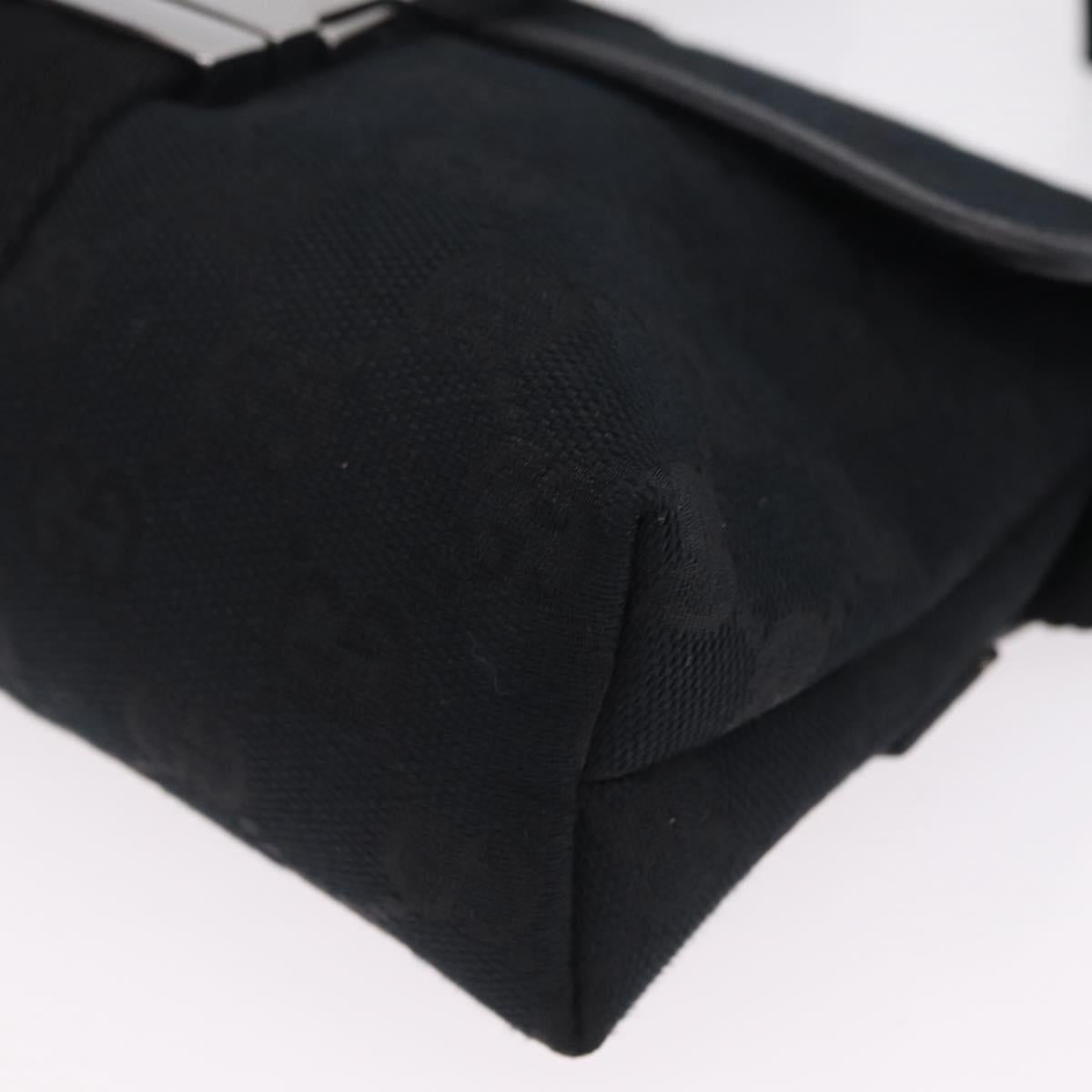 GUCCI GG Canvas Waist Bag Black Silver 131236 Auth 207862V