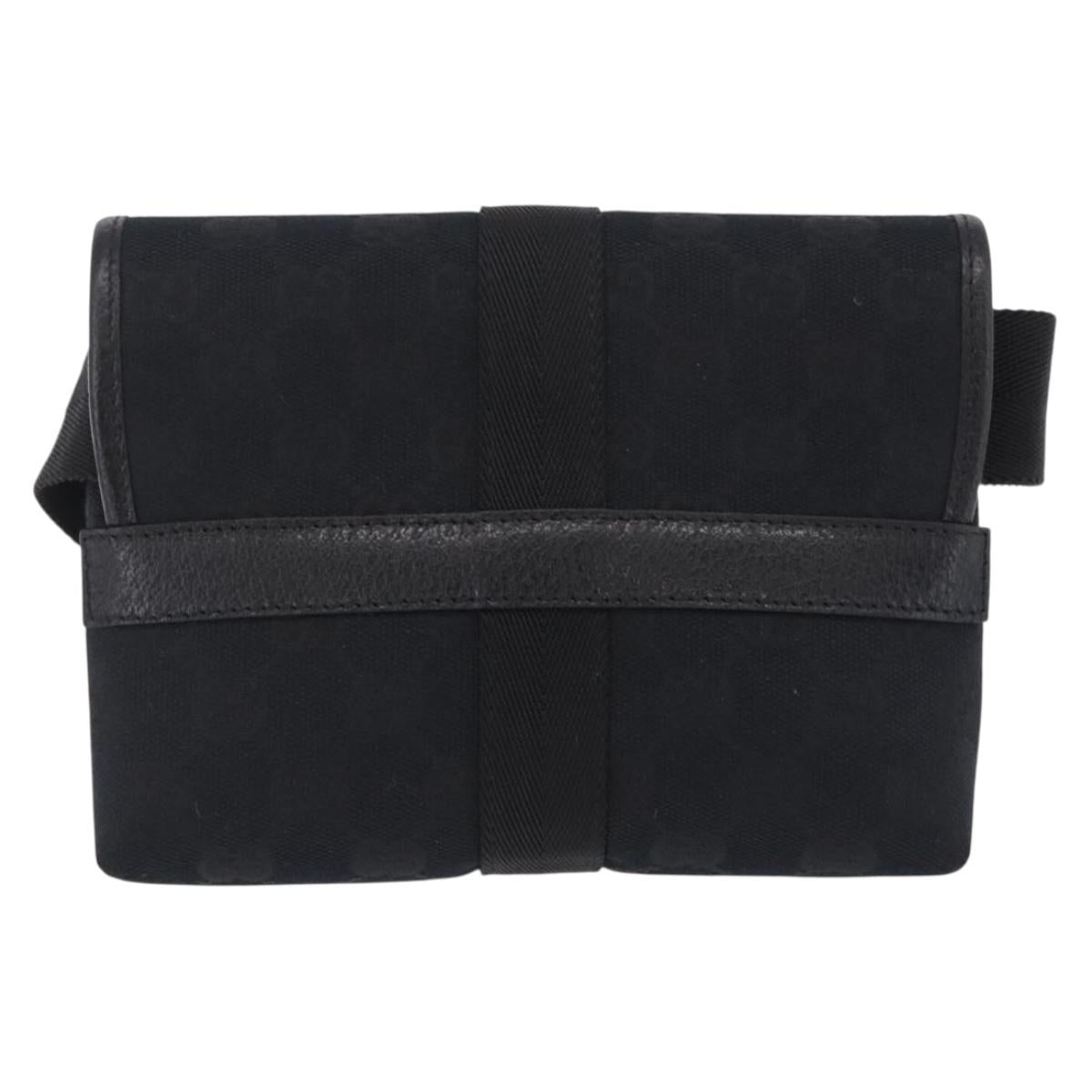 GUCCI GG Canvas Waist Bag Black Silver 131236 Auth 207862V