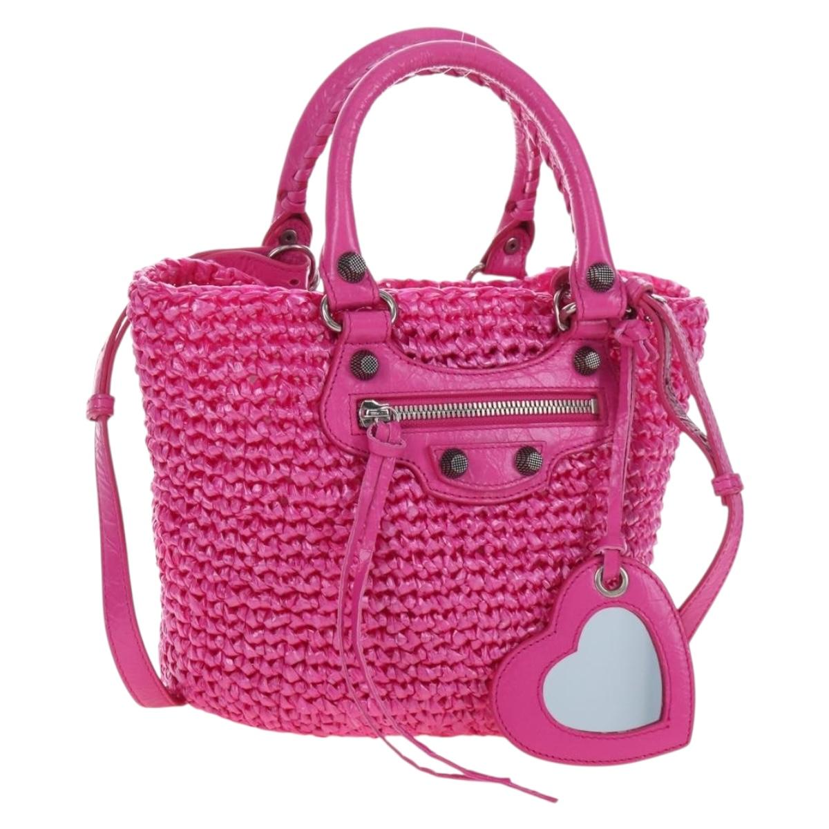 Balenciaga Lucagold Panier Small Hand Bag Vinyl 2way Pink 786187 Auth 207867M