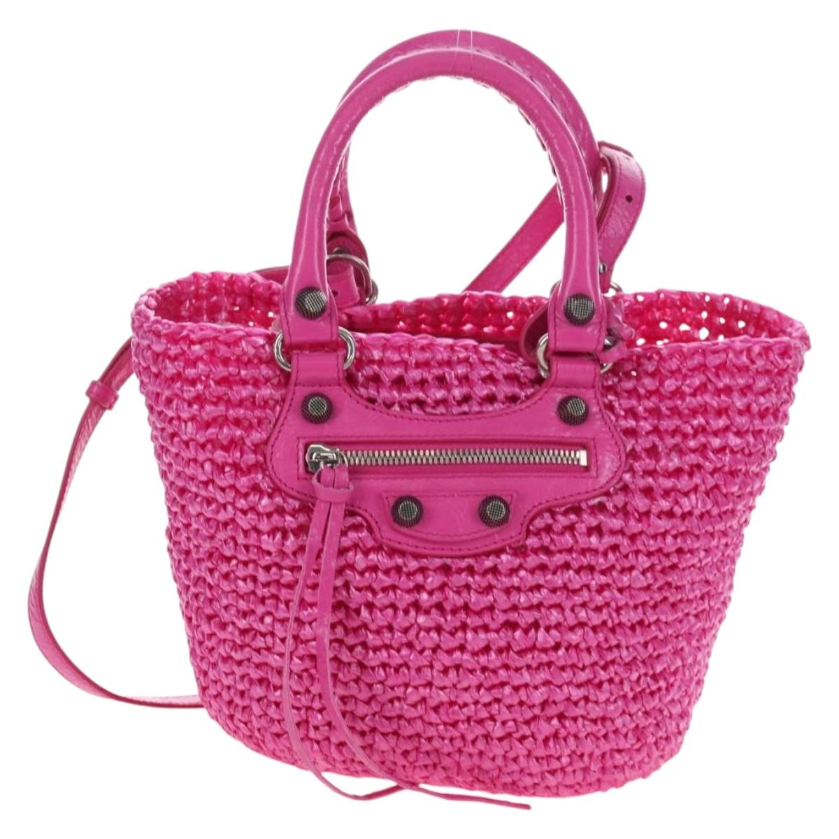 Balenciaga Lucagold Panier Small Hand Bag Vinyl 2way Pink 786187 Auth 207867M