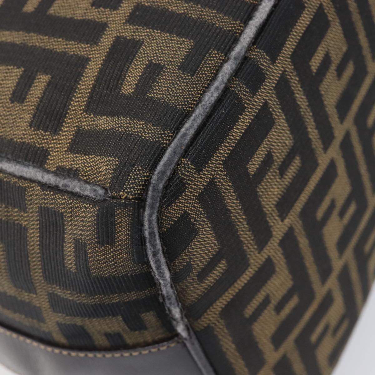 FENDI Zucca Canvas Vanity Cosmetic Pouch Brown Gold Tone Auth 207871