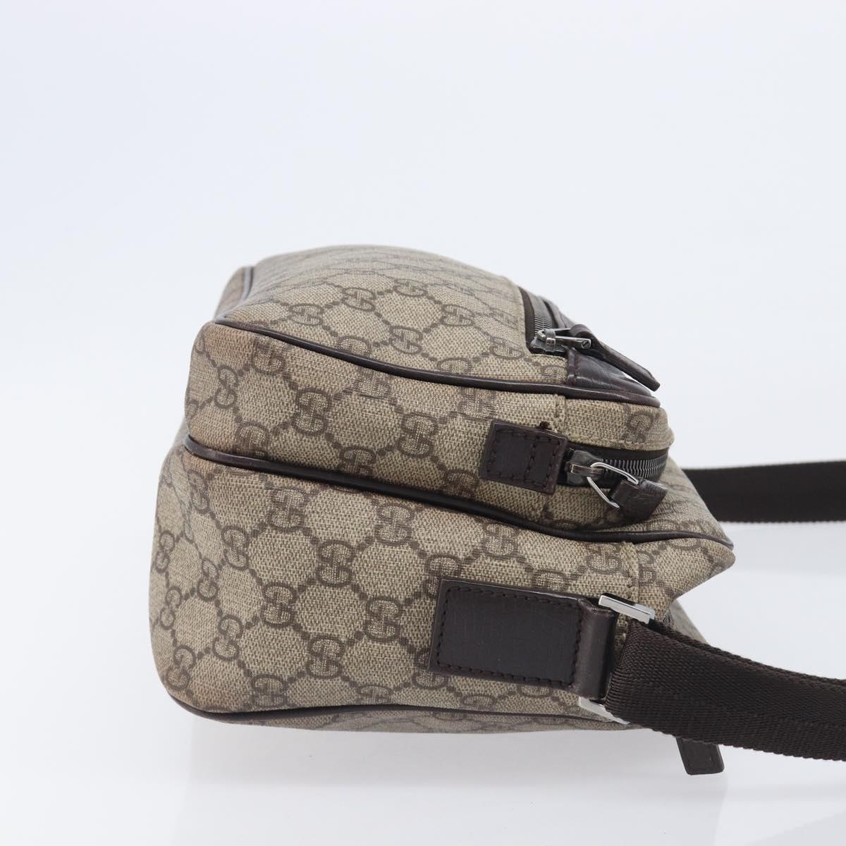 GUCCI GG Supreme Shoulder Bag PVC Beige Silver 114531 Auth 207872