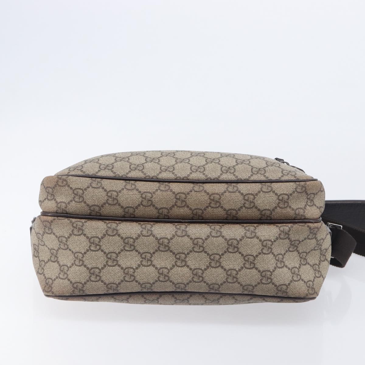 GUCCI GG Supreme Shoulder Bag PVC Beige Silver 114531 Auth 207872