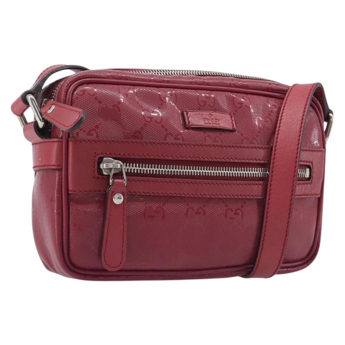 GUCCI GG Crystal Shoulder Bag PVC Red Silver 201447 Auth 207882A