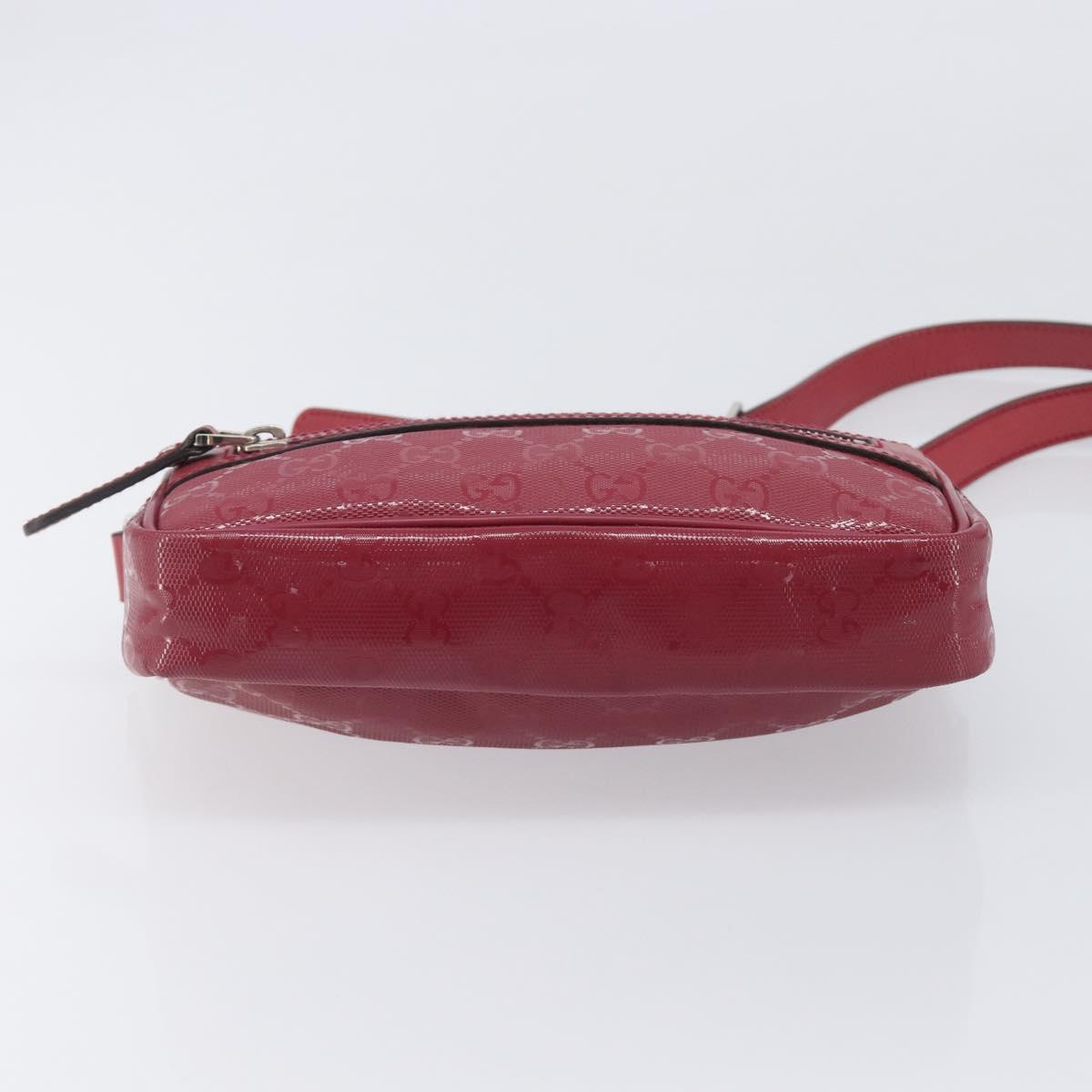 GUCCI GG Crystal Shoulder Bag PVC Red Silver 201447 Auth 207882A