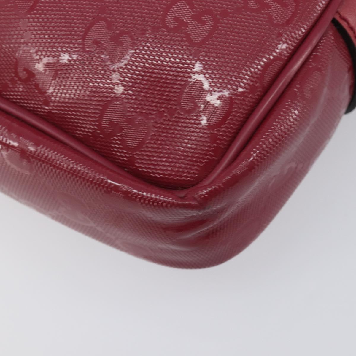 GUCCI GG Crystal Shoulder Bag PVC Red Silver 201447 Auth 207882A