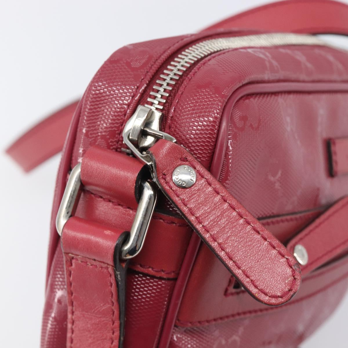 GUCCI GG Crystal Shoulder Bag PVC Red Silver 201447 Auth 207882A