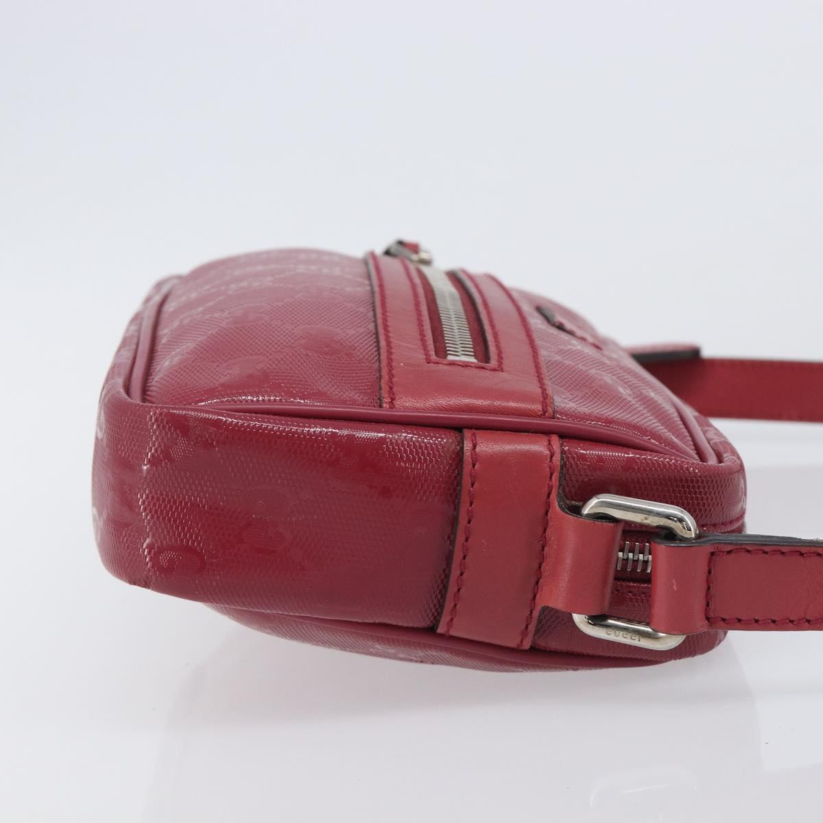 GUCCI GG Crystal Shoulder Bag PVC Red Silver 201447 Auth 207882A