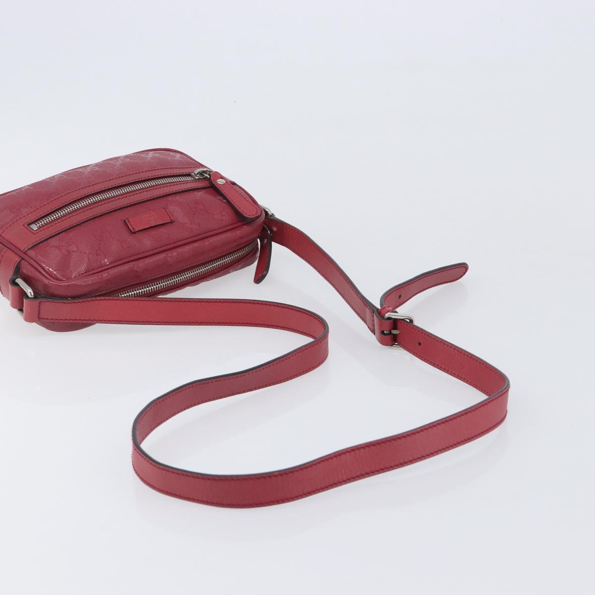 GUCCI GG Crystal Shoulder Bag PVC Red Silver 201447 Auth 207882A