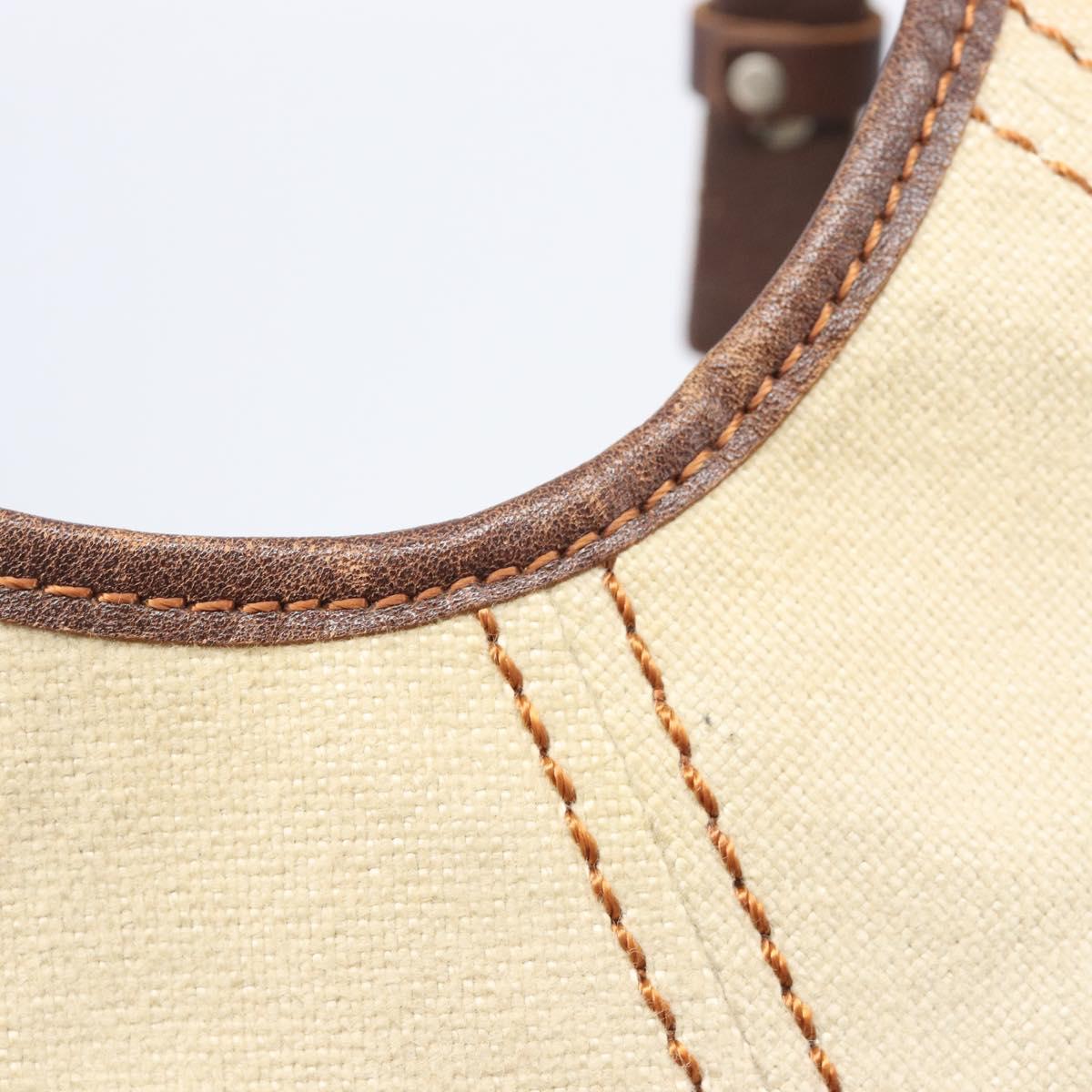 BURBERRY Blue Label Shoulder Bag Canvas Ivory Silver Auth 207885A
