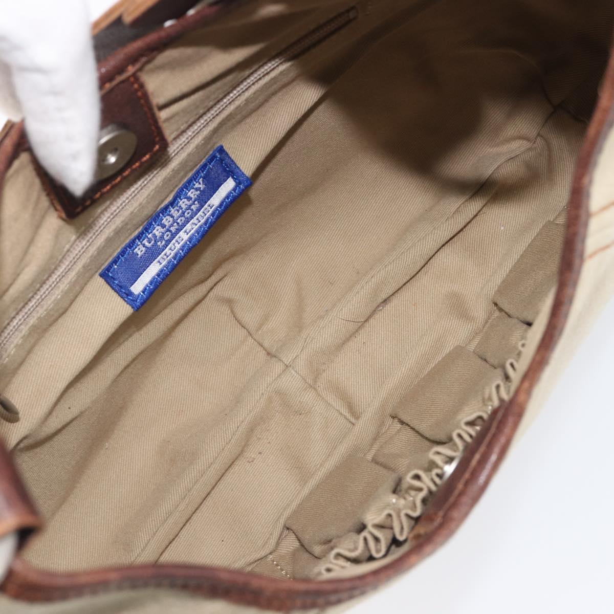 BURBERRY Blue Label Shoulder Bag Canvas Ivory Silver Auth 207885A
