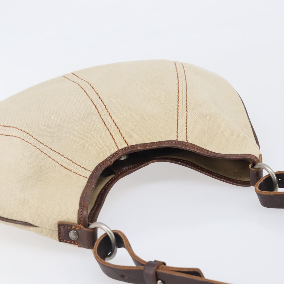 BURBERRY Blue Label Shoulder Bag Canvas Ivory Silver Auth 207885A