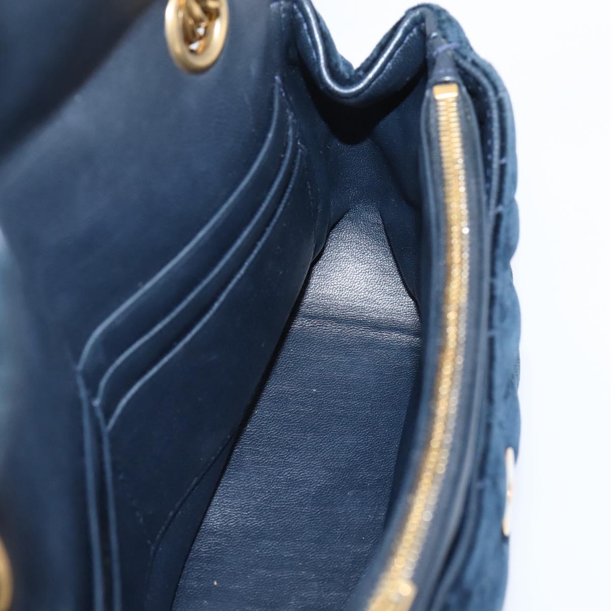 Balenciaga BB Round Chain Shoulder Bag Velor Navy Gold Auth 207889M