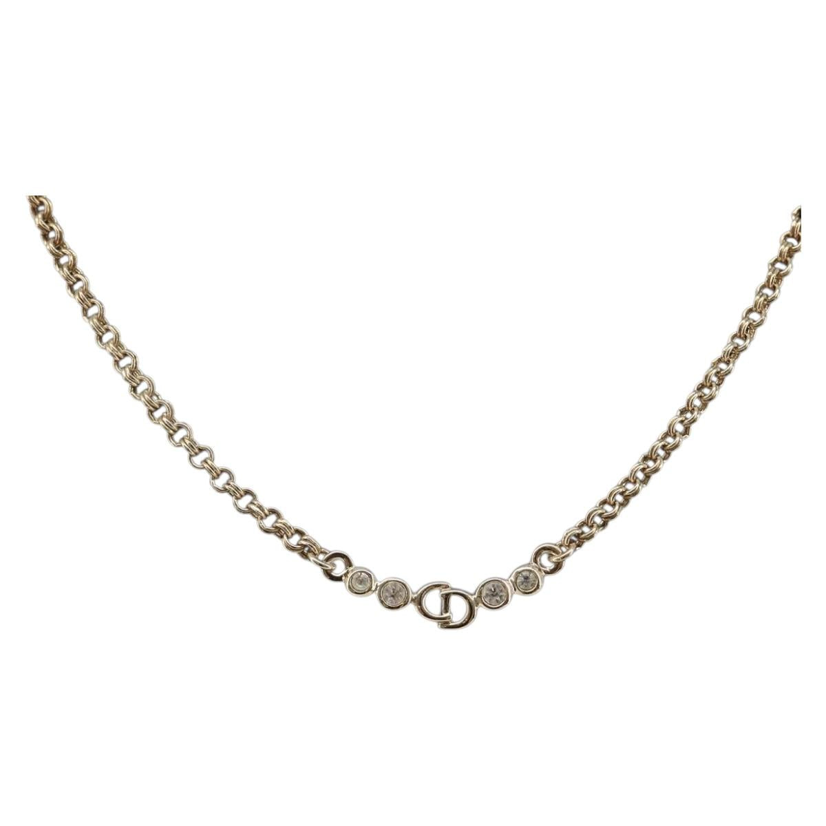 Christian Dior Necklace Metal Gold Tone Auth 207902