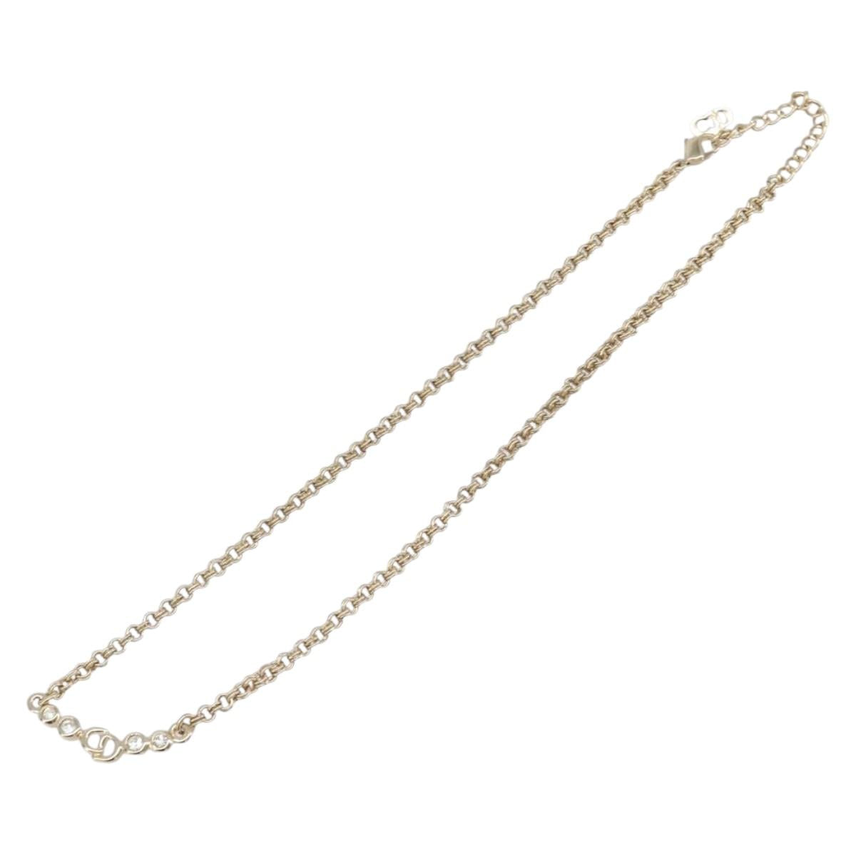 Christian Dior Necklace Metal Gold Tone Auth 207902