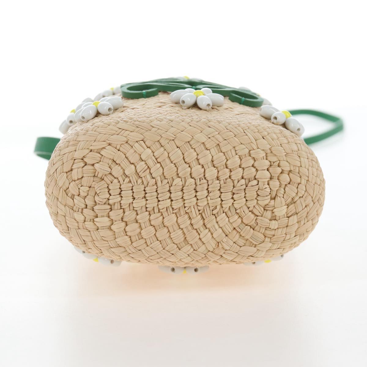 LOEWE Shoulder Bag Raffia Beige Green Auth 207914M