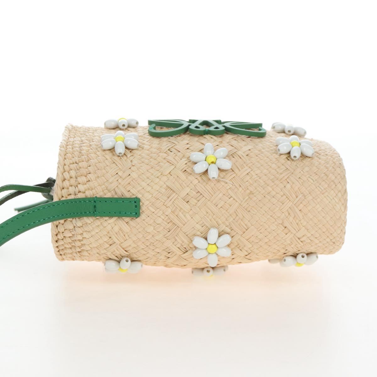LOEWE Shoulder Bag Raffia Beige Green Auth 207914M