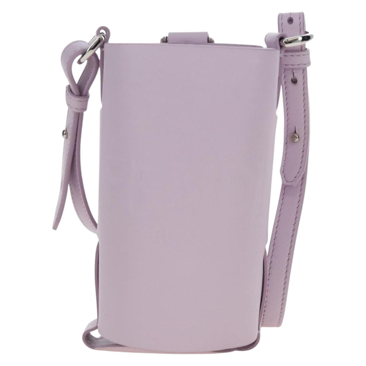 FENDI Bottle Holder Pouch Leather Lavende Silver 7AS022 Auth 207915M