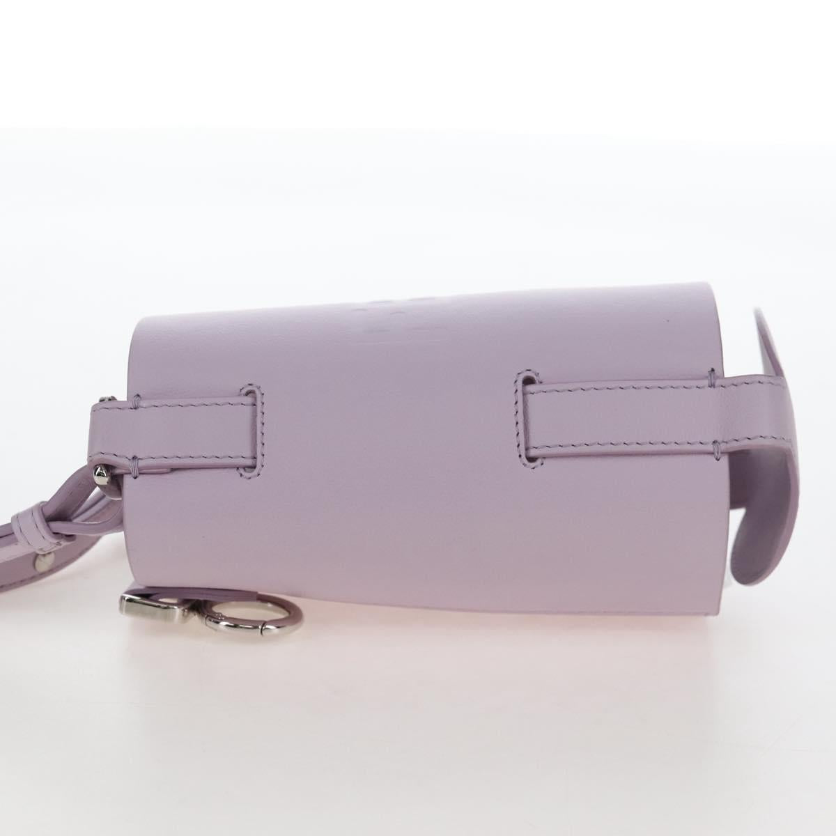 FENDI Bottle Holder Pouch Leather Lavende Silver 7AS022 Auth 207915M
