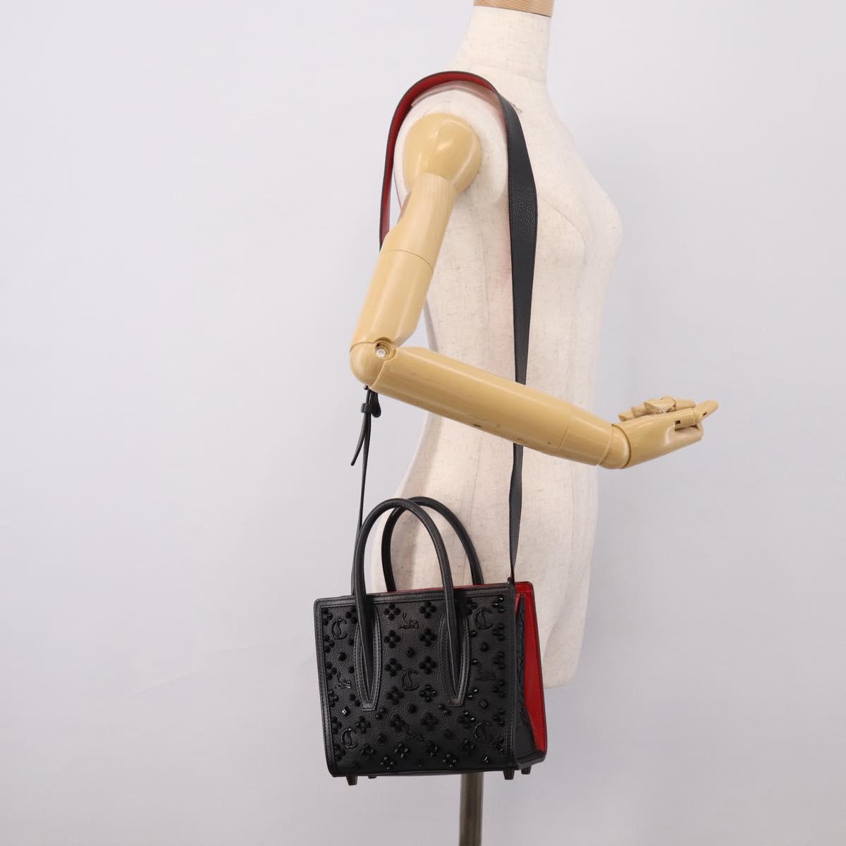 Christian Louboutin Hand Bag Leather 2way Black Red Auth 207916A