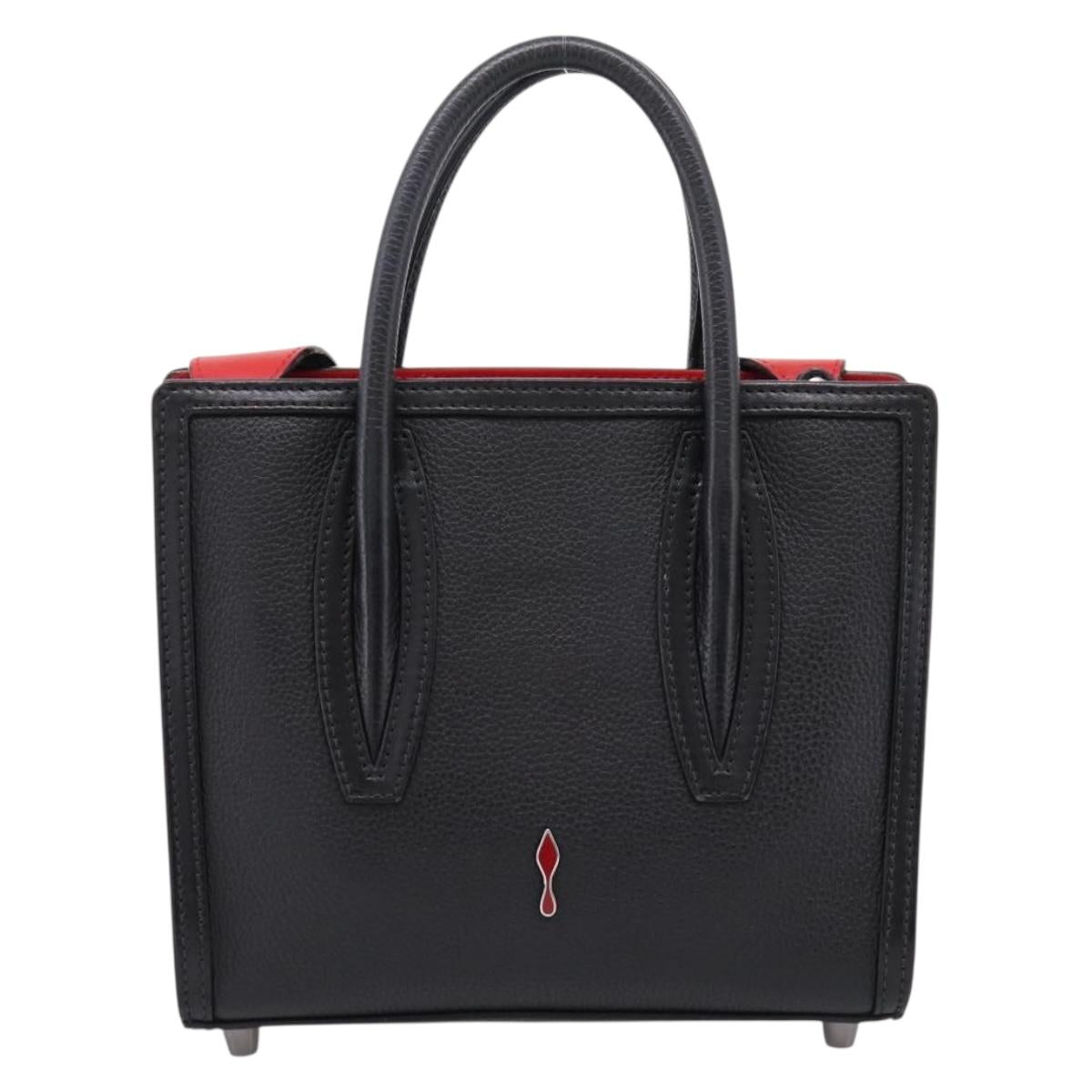 Christian Louboutin Hand Bag Leather 2way Black Red Auth 207916A