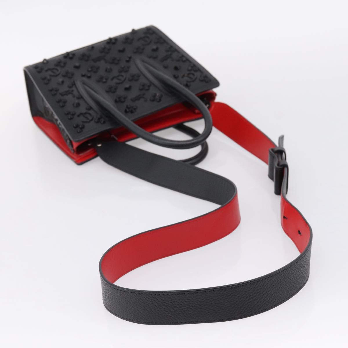 Christian Louboutin Hand Bag Leather 2way Black Red Auth 207916A
